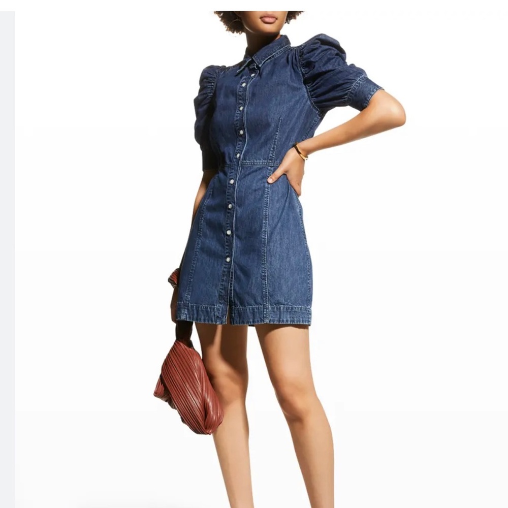 Frame Gillian Puff-Sleeve Denim Dress